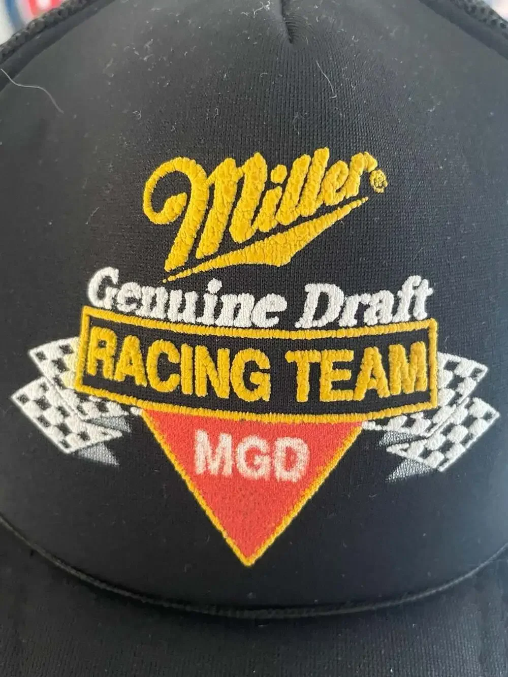 Vintage Miller Genuine Draft MGD Racing Team Snapback Trucker Hat